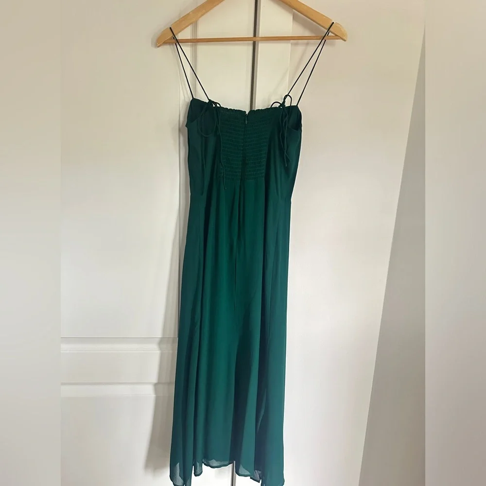 NEW Reformation Juliette Dress in Emerald Dark Green Side Slit | size 6 - Picture 10 of 11